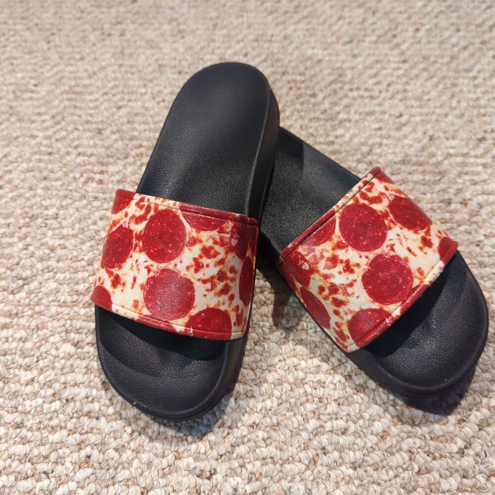 Little Caesars Pizza Slides Shoes Womens 5.5 Slip On Novelty Food